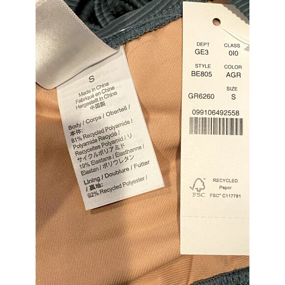 NWT J.Crew Ribbed Curved Waist High Leg Cut Cheeky String Bikini Bottom S Green - Picture 7 of 12